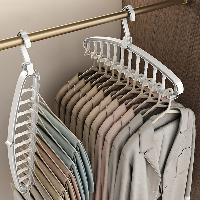 Rotating Folding Clothes Hanger Closet Organizer Multi-port Clothing Drying Rack Foldable Plastic Scarf 11-hole Storage Hangers