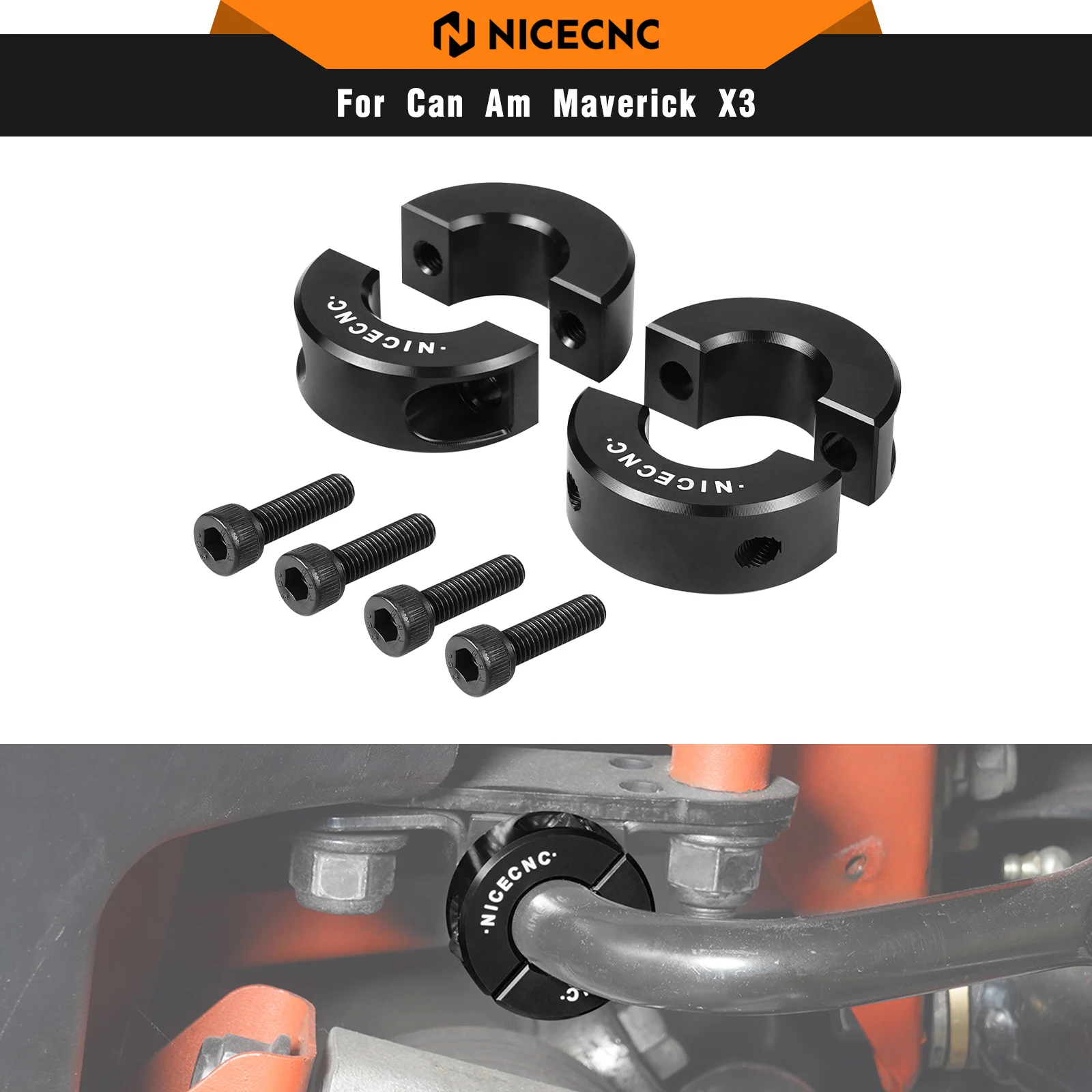 Kit de Colar de Fixação do Eixo da Barra Estabilizadora Dianteira NICECNC para Can-Am X3 UTV, Acessórios para Can-Am Maverick X3 R 4x4 900 2020-2021
