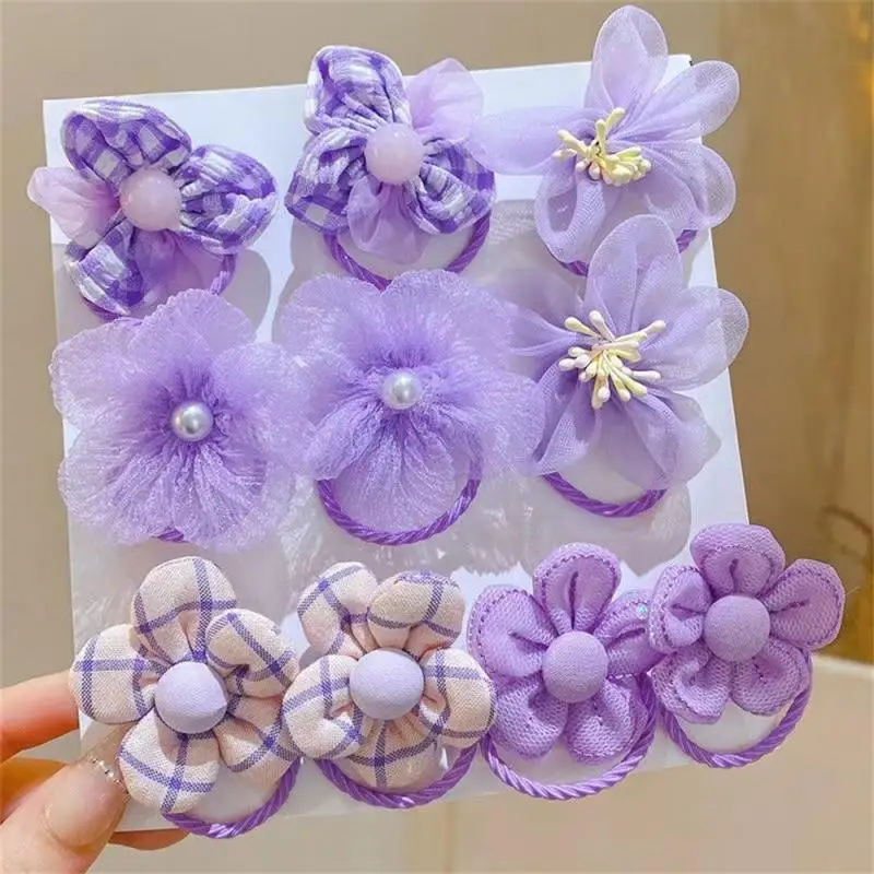 1 Set Girls Hair Band Flower Colorful Cute Cartoon Hair Rope Party Children Hair Ties Headdress Headwear Hair Accessories