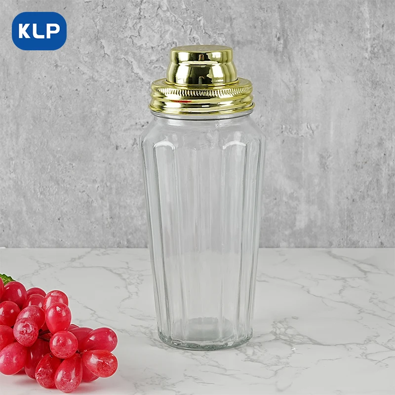 KLP European Glass Stripe Cocktail Shaker 800ml