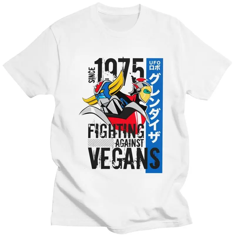 Camiseta vegana Grendizer de Color personalizado para hombre, camiseta de manga corta, camiseta de Robot Goldorak UFO a la moda, camiseta 100% de algodón, Idea de regalo