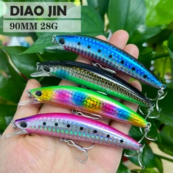 28g Sinking Minnow Lures 90mm Heavy Surfer Pesca Wobbling Saltwater Artificial Hard Baits Seabass Pike Minnow Fishing Supplies