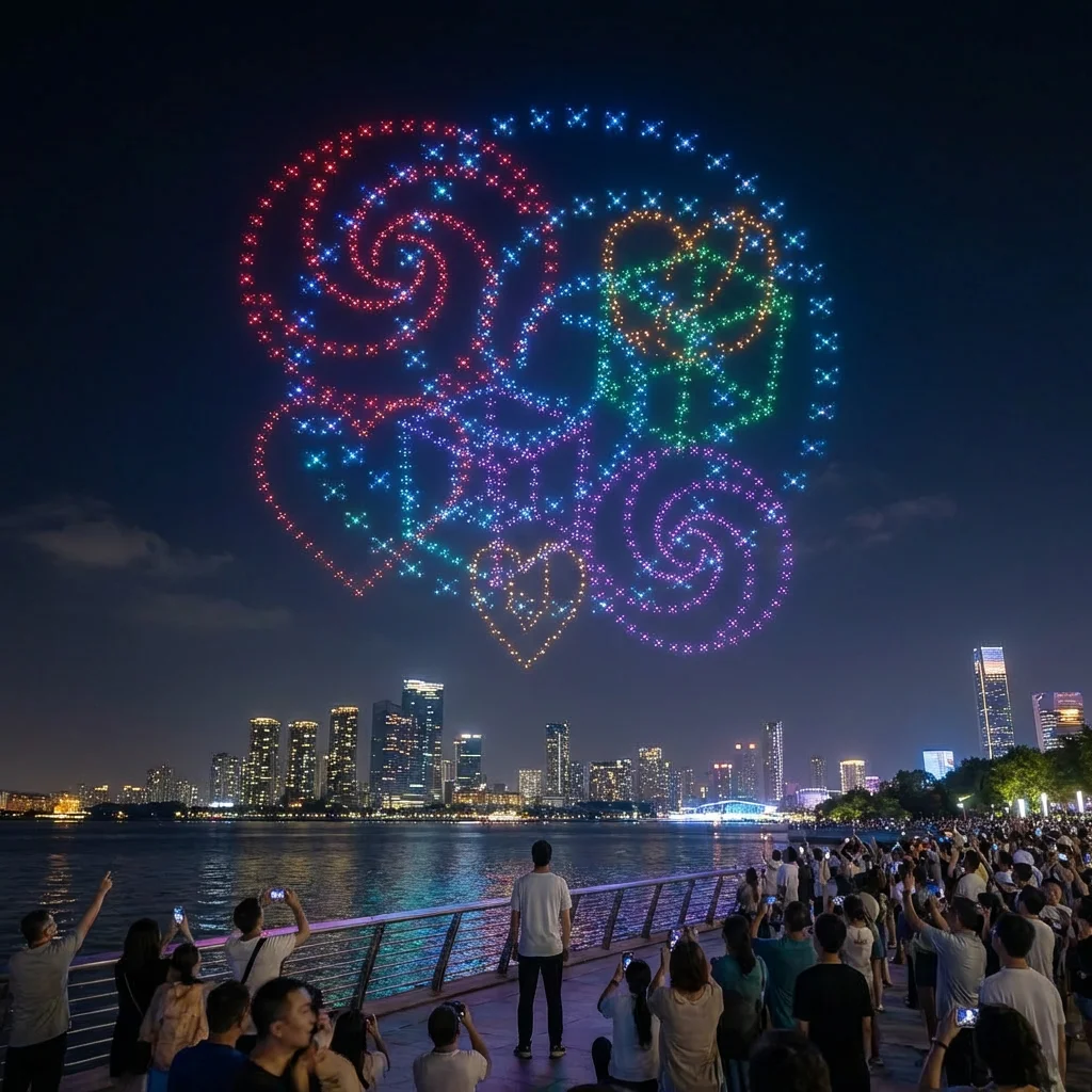 SKYLINK Professioneel Swarm Drone Lichtshow Systeem Programmeerbaar LED Animatie Vormgeving UAV voor Evenementen en Feesten