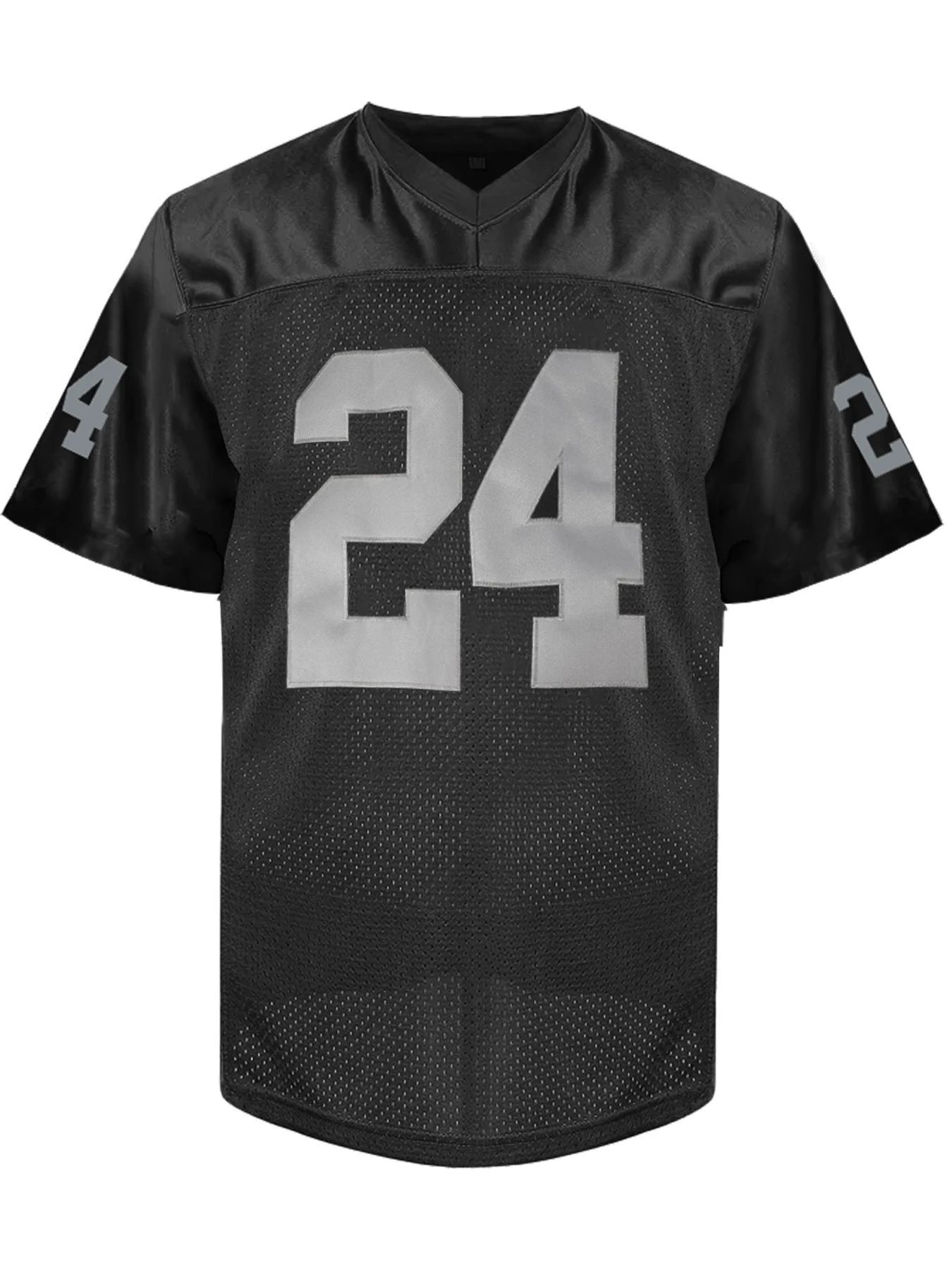 Men's 24 Black Letter Embroidered American Football Jersey Loose Breathable Classic Retro Mesh Shirts For Adults Soccer Uniform image 2
