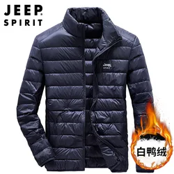 Jeep spirit jaqueta masculina de pato branco, gola fina, outono e inverno, proteção contra frio, jaqueta quente de alta qualidade