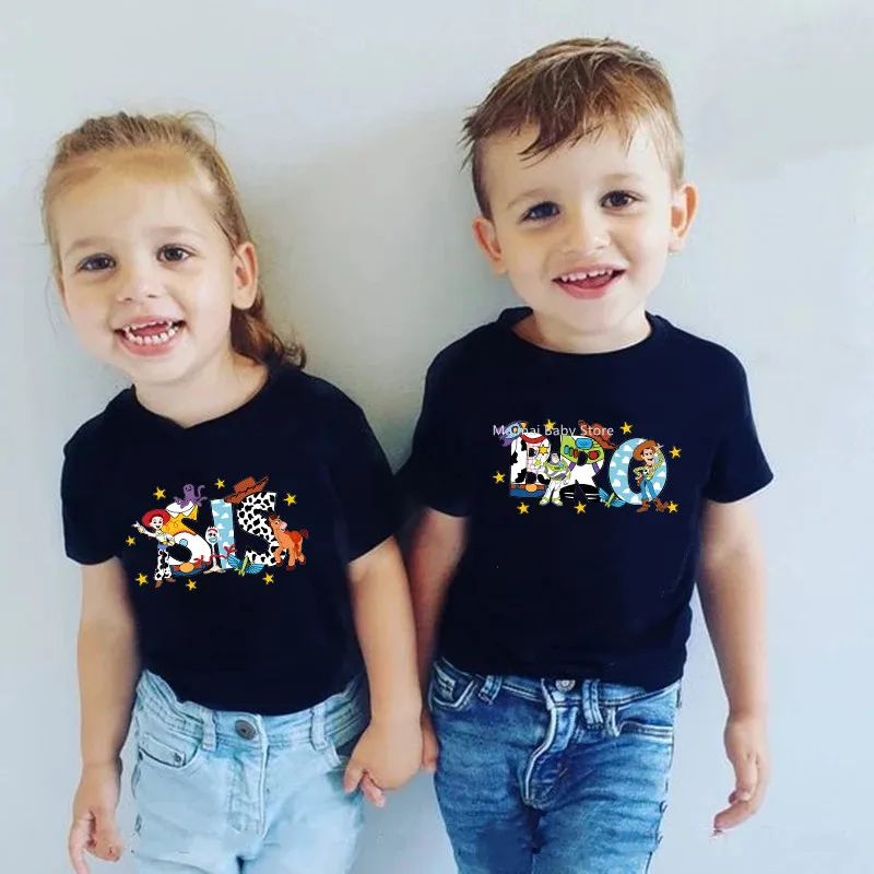 Funny Disney Toy Story Family Matching Shirts Dad Mom Bro Sis Tshirts Birthday Boy Baby Rompers Family Birthday Trip Outfits