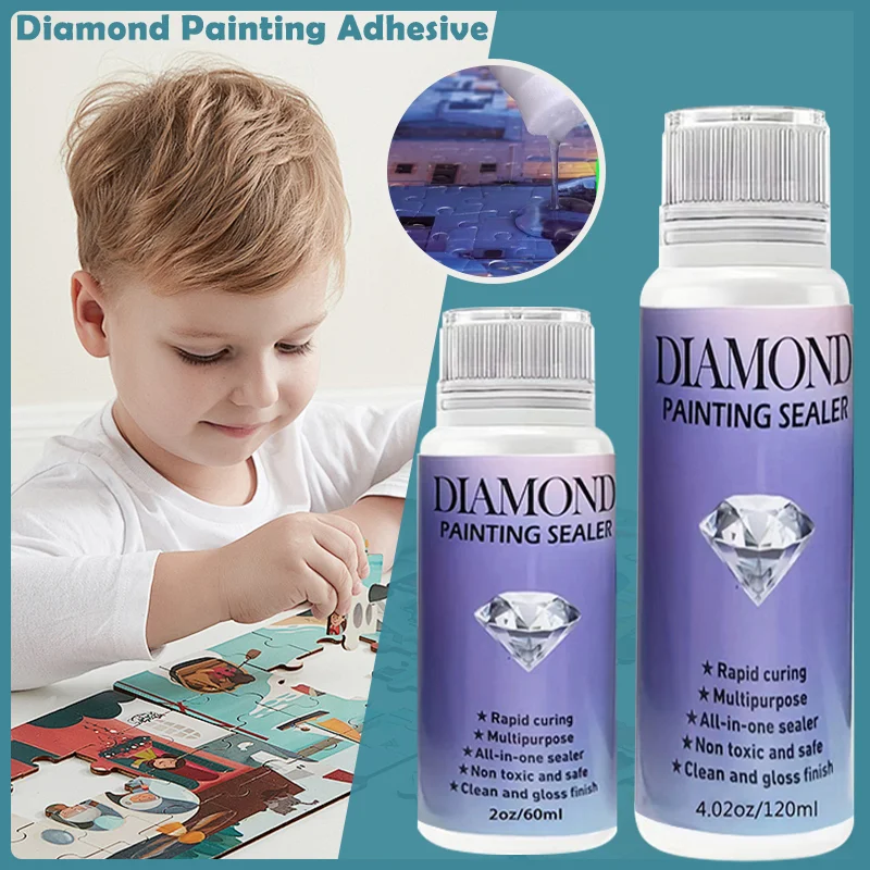 

Diamond Painting Sealer with Sponge Head 5D Diamond Painting Glue Permanent Hold Shine Effect Sealer Diamond Art Puzzle Glue