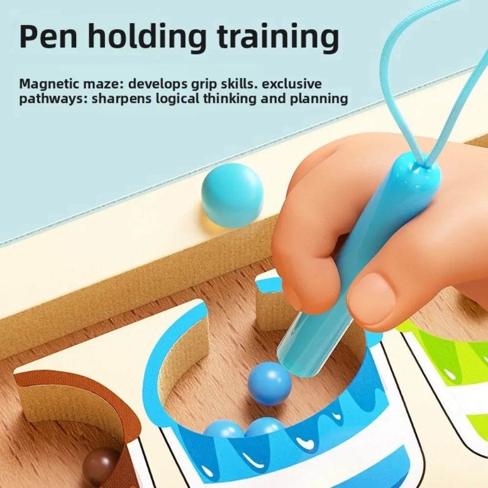 عملية العد المغناطيسي الخشبي الجديد، تصنيف الألوان، قلم مغناطيسي، لعبة التحول للتعليم المبكر