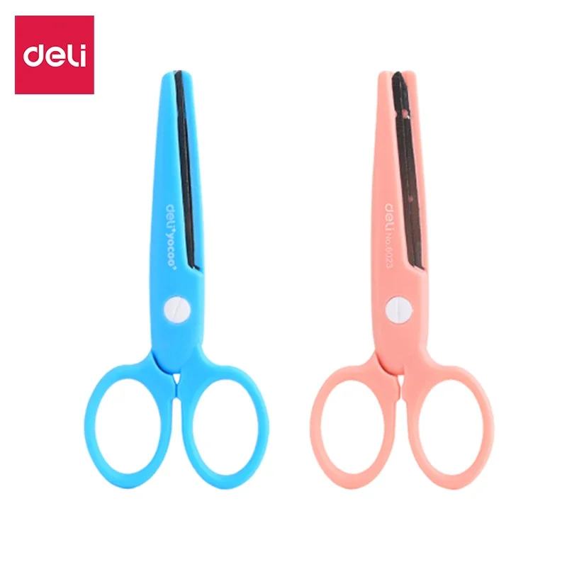 Deli Color Safety Round Head Plastic Scissors Student Children Kids Paper DIY Supplies for Art Kindergarten School