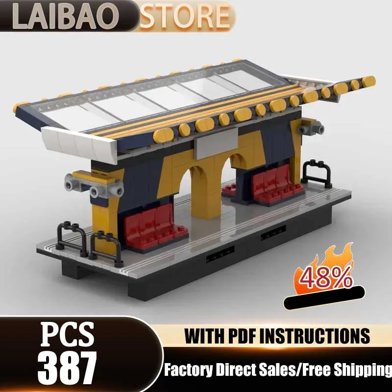 

City Street View Series Moc Building Bricks Train Stop Model Building Technology Modular Railway Block DIY Toy Holiday Gifts