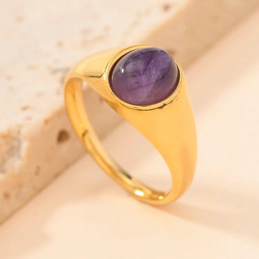   Faionable titanium stalen ring l steen gieten ovale aped roestvrijstalen sieraden Ele trouwring