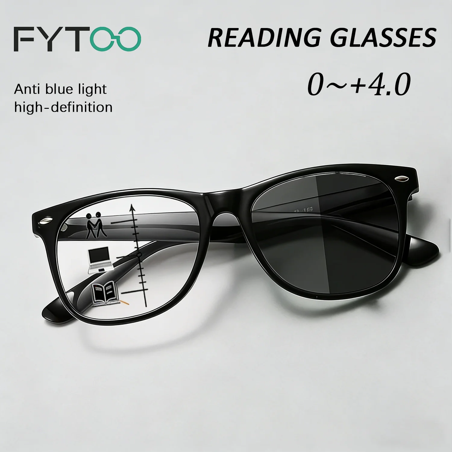 

FYTOO Progressive Multifocal Photochromic Reading Glasses Ultra-Light TR90 Eyewear for Daily & Outdoor Use 6570