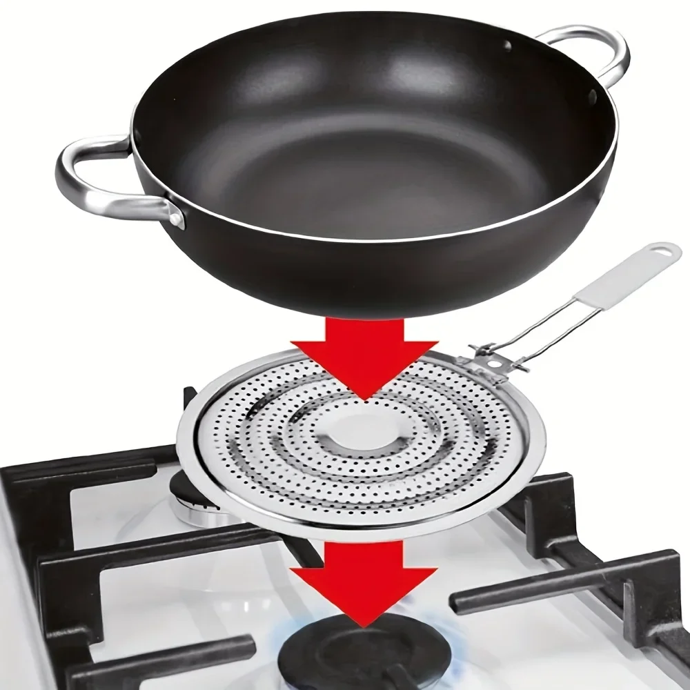 1pc Double Thickening Heat Diffuser Reducer Flame Guard Simmer Plate Stainless Steel for Gas Stovetops Kitchen Heat Diffuser