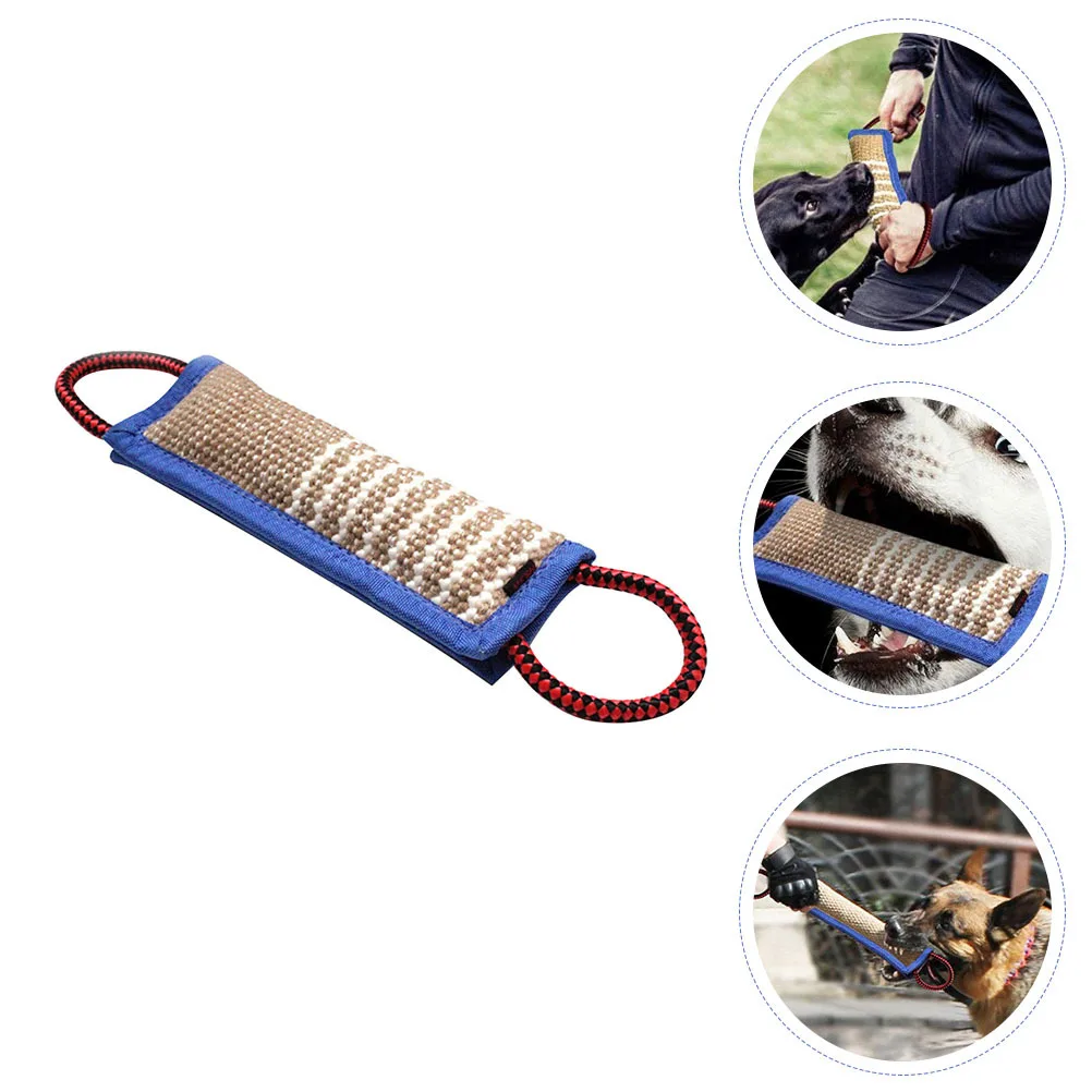 Durable Rough Hemp Dog Fetch Stick and Bite Pillow Set for Teething Training Tug War Puppy Outdoor Interactive Play Toys
