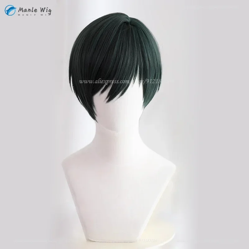 Pelucas de Cosplay de Anime Rin Itoshi Rin, peluca corta de Cosplay de Anime verde oscuro, pelo sintético resistente al calor, peluca de fiesta Unisex, gorro de peluca