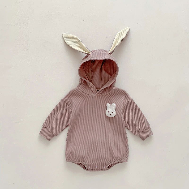 3 6 12 18 24 Months Baby Romper Cute Rabbit Ears Hooded Infant Girl Jumpsuit Spring Autumn Cotton Baby Boy Clothes Birthday Gift