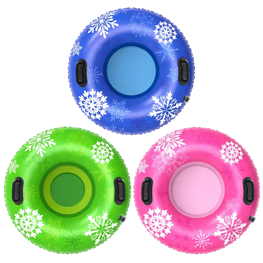2027  Snow Tubes Thickened Heavy Duty Hard Bottom Inflatable Snow Sleds with Handles Winter Outdoor Sports Toys for Boys Girls