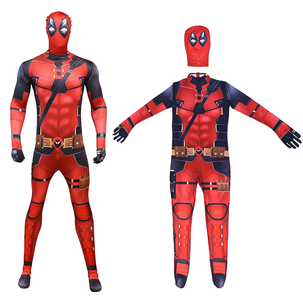 Adults Deadpool Swords Costume Kids Boys Superhero Cosplay Spandex with Accessories Christmas Present Birthday Gift