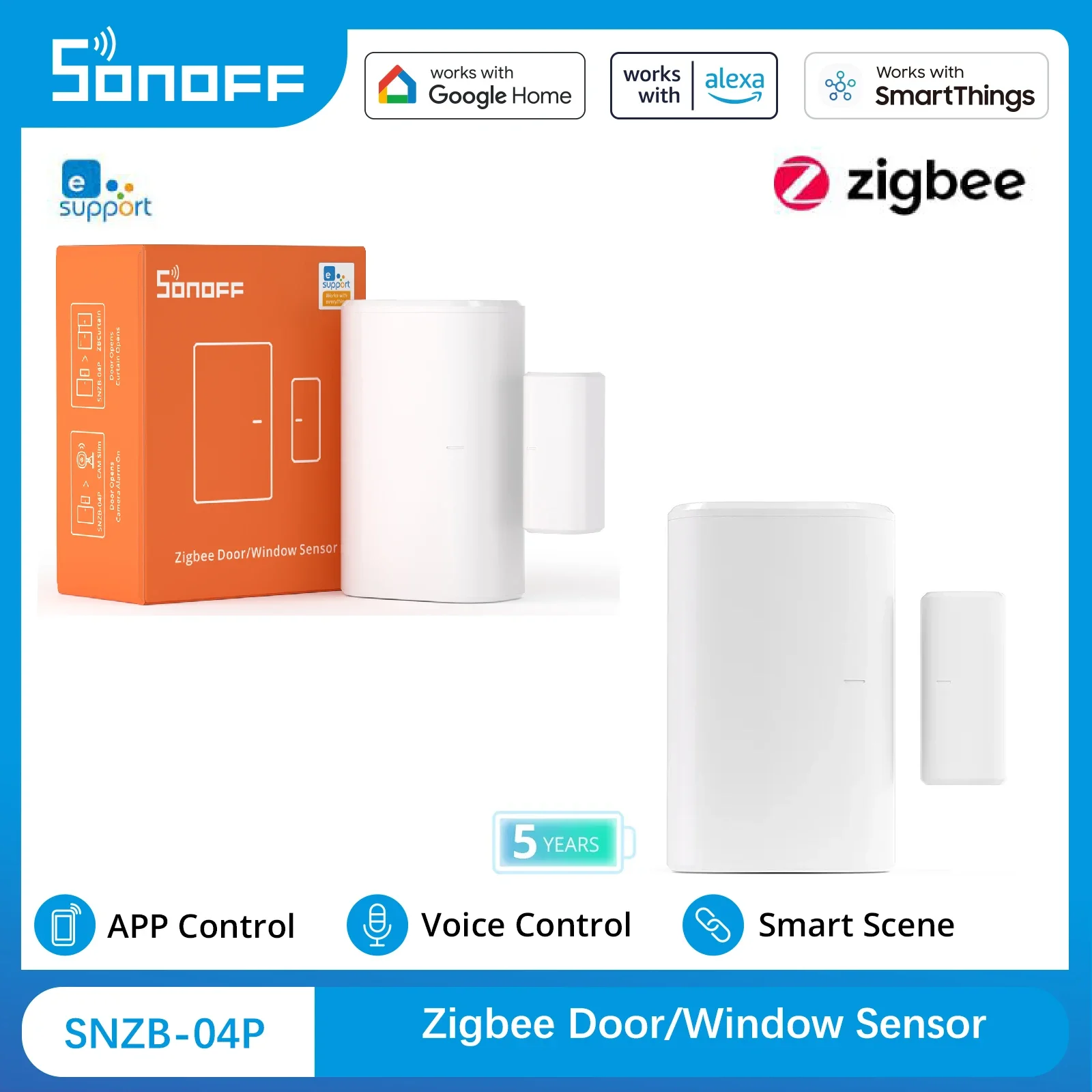 Neuer Sonoff Zigbee Tür- und Fenstersensor SNZB-04P mit 5 Jahren Batterielaufzeit, Unterstützt Alexa, Google Home Assistant, Smartthings, Alice Hub