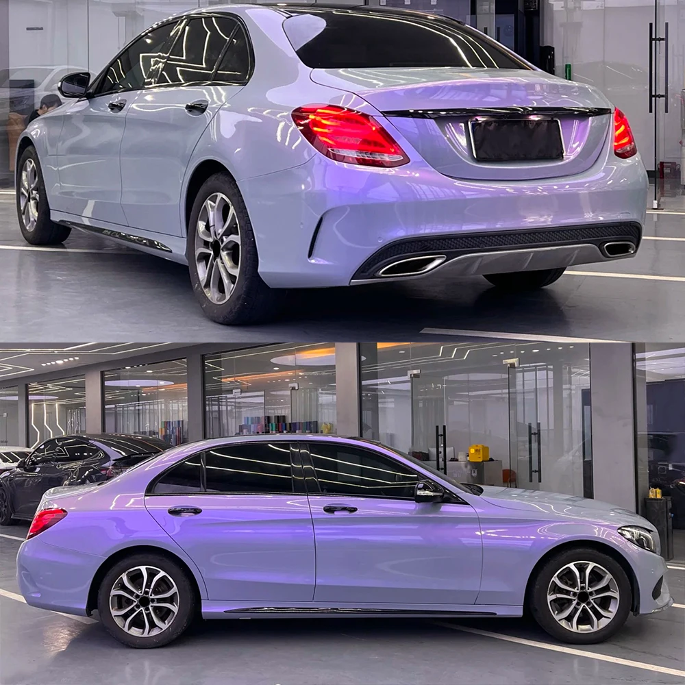 

Car Wrap Vinyl Film Color Change Sticker Platinum Grey Purple PET Bubble Free Film PVC Decal Car Accessories Interior Exterior