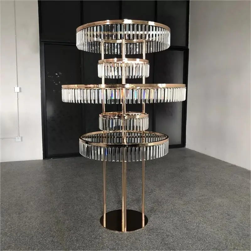 6 PCS New Style Acrylic Flower Rack Gold Arch Stand Road Lead Wedding Centerpiece Flower Rack For Event Party Decoration