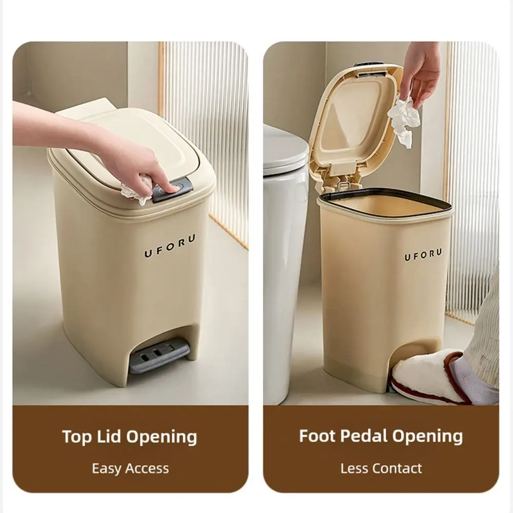 Creative 8/10/15/20L Trash Can with Lid Step-on Design Garbage Can Waste Bin Bedroom