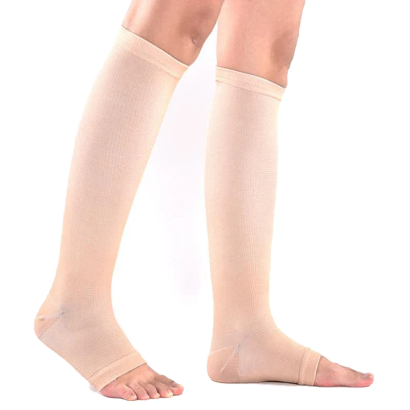 1 Pair Spandex Compression Socks Foot Pain Relief Knee Varicose Open Toe Socks for Increase Blood Circulation Reduce Swelling