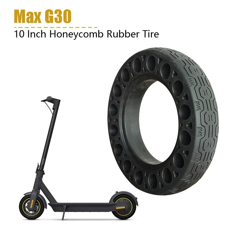 2X 10 Inch Rubber Solid Tires For Ninebot Max G30 Electric Scooter Honeycomb Shock Absorber Damping Tyre Black