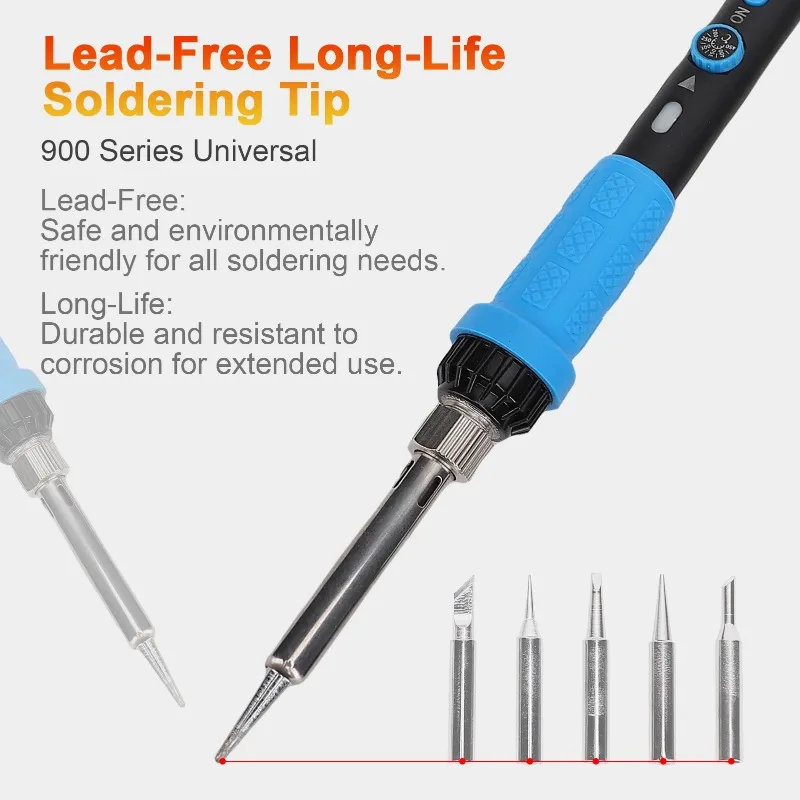 

Оснащен сварочной бумагой, пастой кронштейном и губкой, набором паяльников мощностью 60 Вт, регулировкой температуры от 200–450. ° C