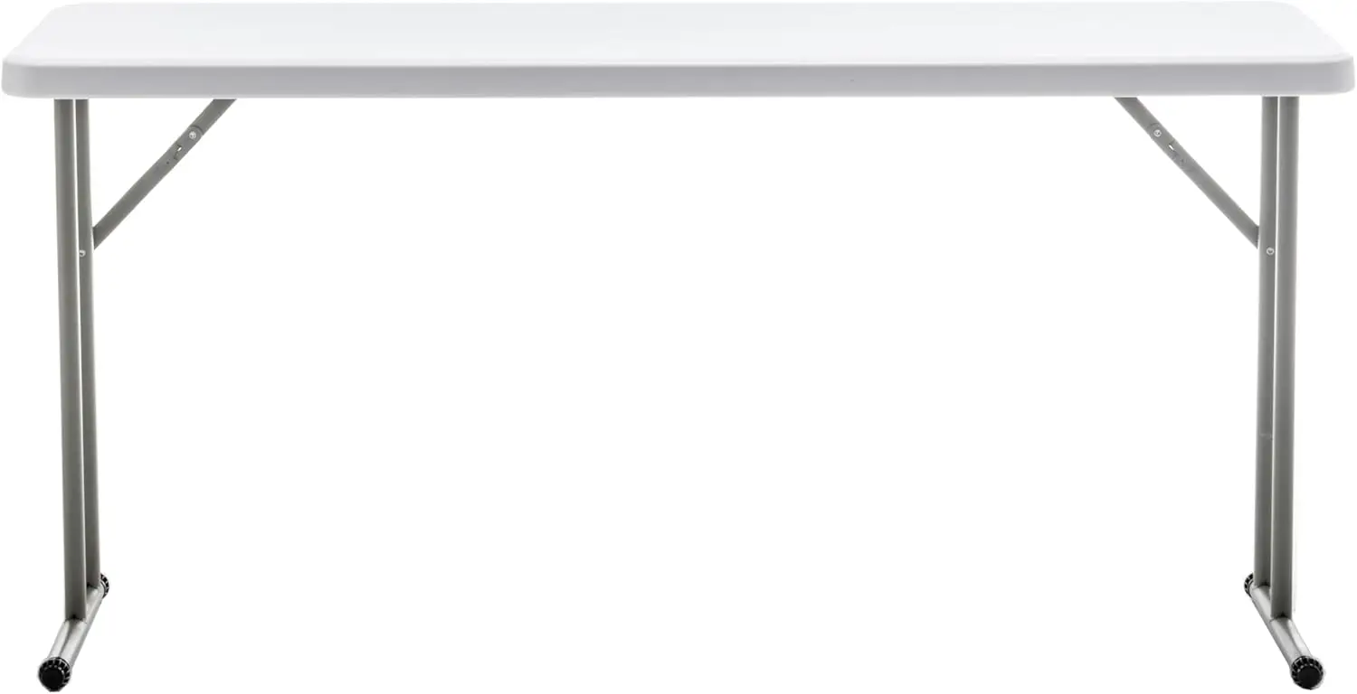 โต๊ะซ้อมสัมมนาพับได้พลาสติกสีขาวยาว5ฟุต60นิ้วแบบพกพาขนาด18 "กว้างแคบสูง29" น้ำหนักเบาสำหรับงานในร่มกลางแจ้ง