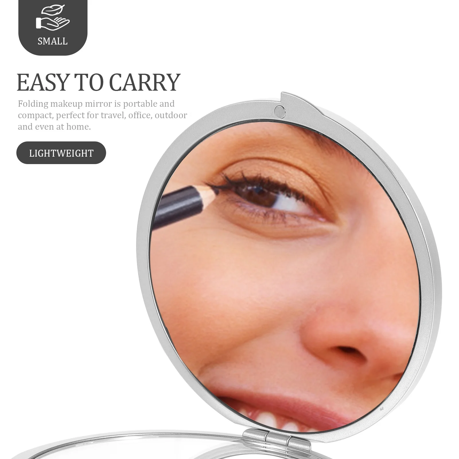 Kieszonkowe Mini Składane Lusterko Powiększające Kompaktowe Okrągłe Dwustronne Podróżne Małe Przenośne Lusterko do Makijażu