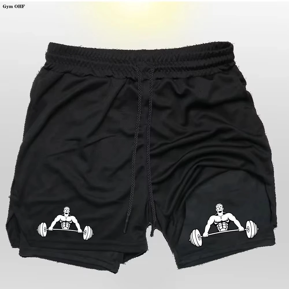 

Gym Shorts 2 in 1 For Men Fitness Quick Dry Beach Short Pants Summer Outdoor Running Sports Double Layer