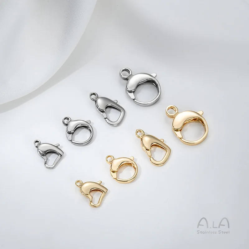 Titanium Steel Heart Clasp Lobster Clasp Stainless Steel QQ Clasp Spring Jewelry Connection End Accessories