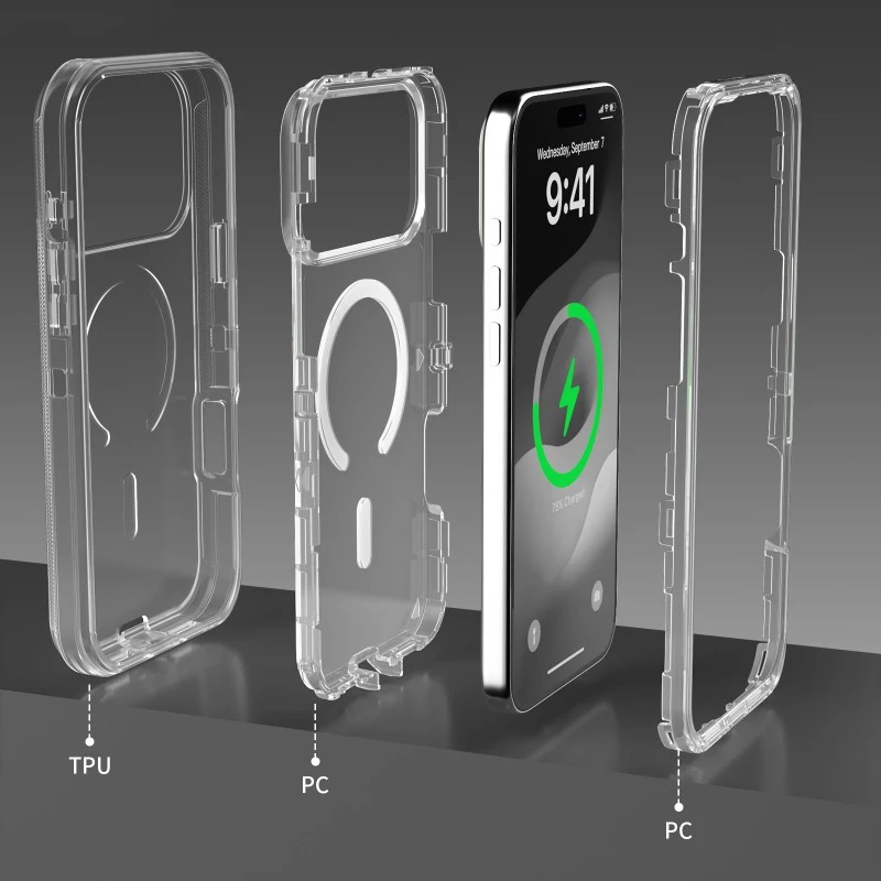 

Neon Color Bumper Shockproof MagSafe Case For iPhone 17 17pro max 17Pro 17Air Wireless Charging Clear Anti-fall Armor Back Cover