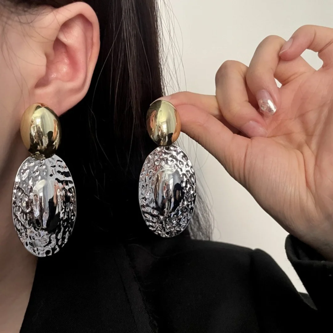 

DUTRIEUX Personality Exaggeration Earrings European And American Style Niche Design INS Oval Earring Ear Accessory Jewelry Gifts