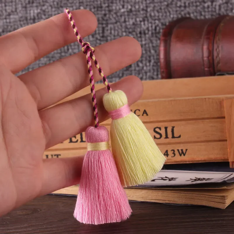 2/5Pcs Tassels Double Ended Cotton Thread Tassels Handmade Craft Tassels with Loops for DIY Crafts Jewelry Making