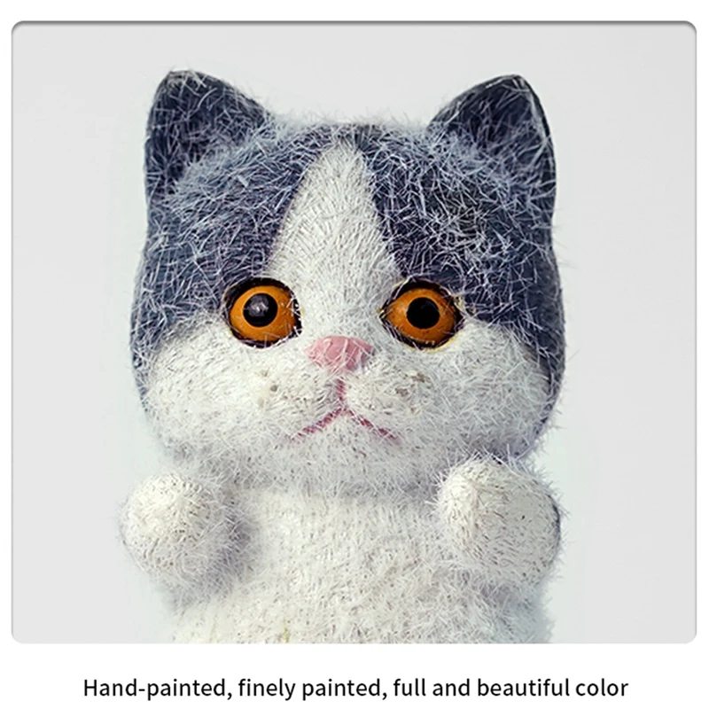 Flocking Resin Cartoon Cats Shape Resin Dolls Tabletop Cute Standing Animal Resin Decoration