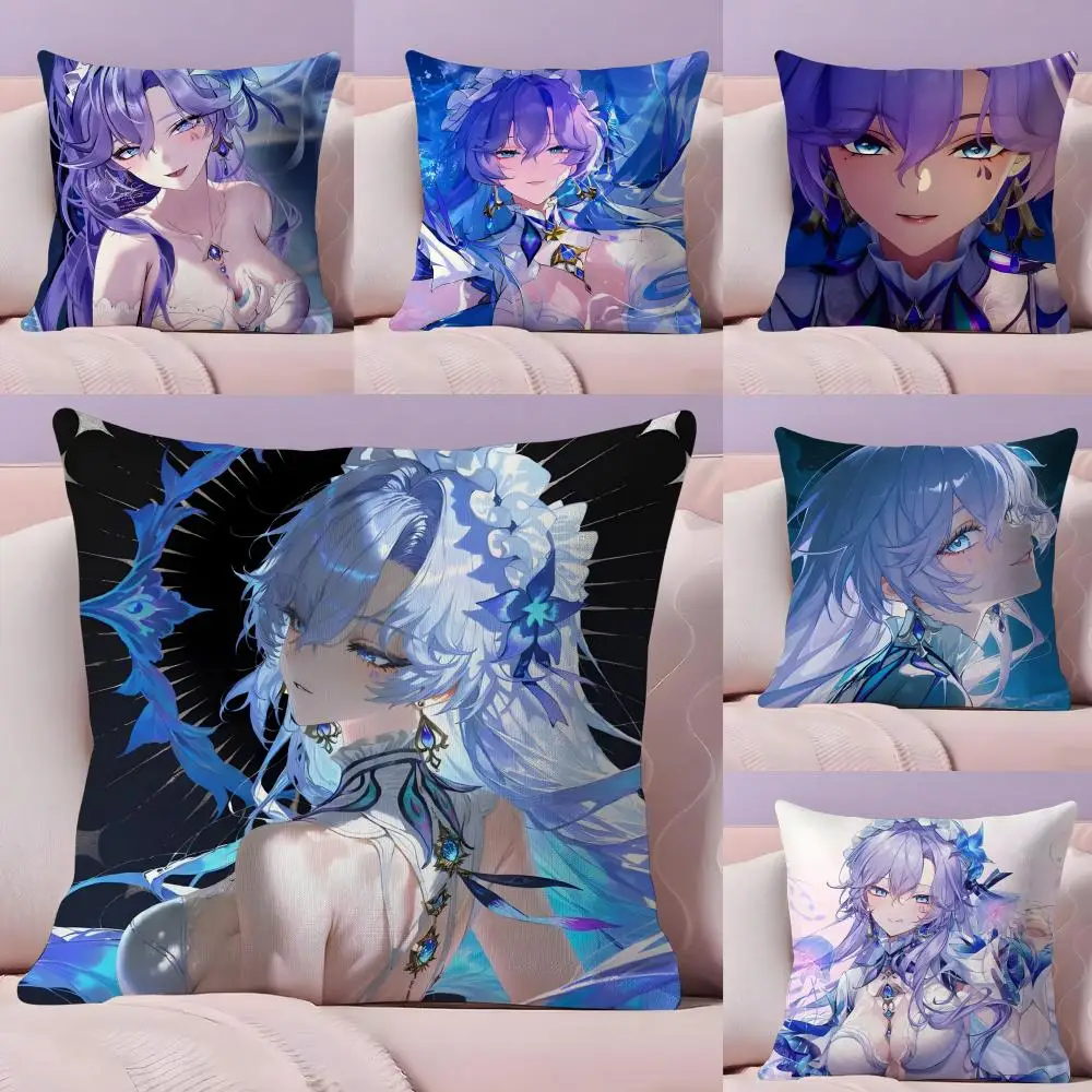 Game W-Wuthering Waves Cantarella Pillow Case Silky Short Plush With Invisible Zipper Dustproof Sofa Cushion Cover