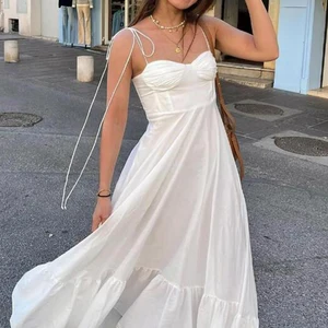 Traf elegante Frauen in Schicht langes Kleid 2024 Sommer Klassiker Solid Fashion Reißverschluss Seite hohe Taille Kleider die Linie 8 Hauptverkäufe langes Kleid - №2