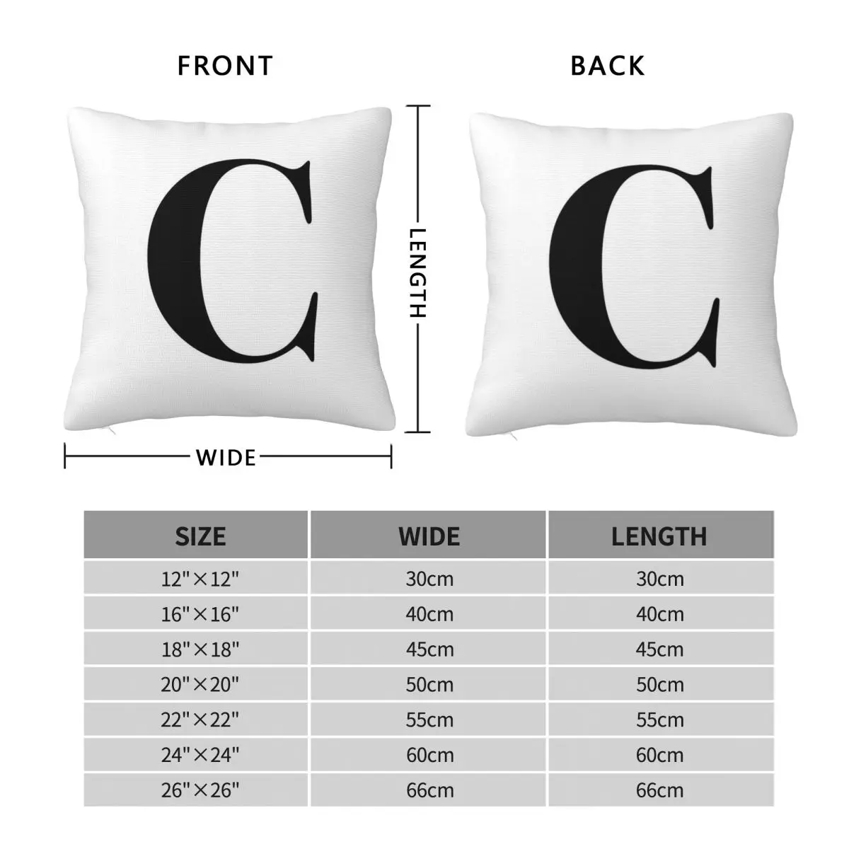 Letter C Name Initial Pillowcase Polyester Linen Velvet Creative Zip Decor Pillow Case Home Cushion Cover