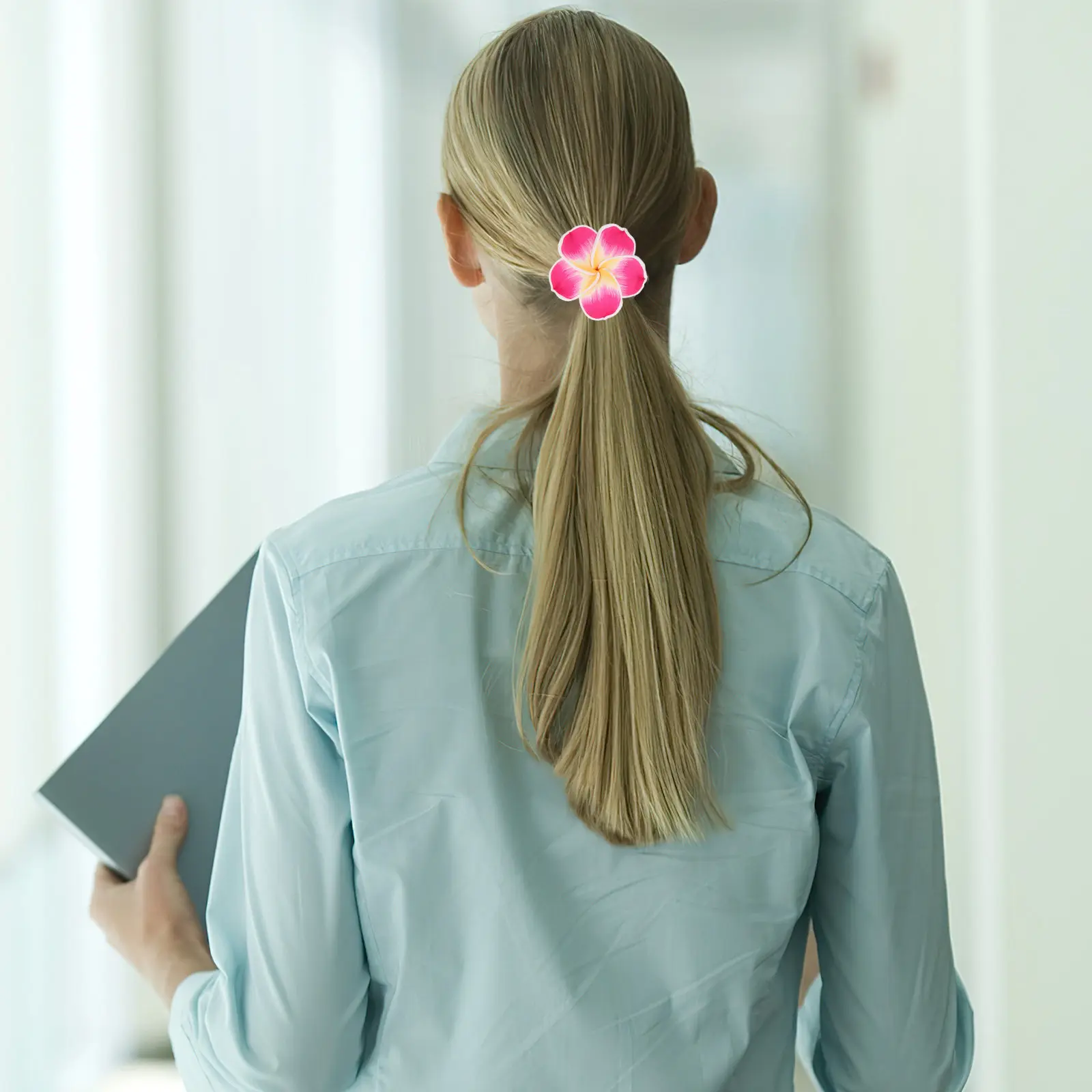 

12Pcs Flower Hairband Plumeria Hair Decoration Hair Rope Black Rubber Band for Ladies Party Flower Hairband