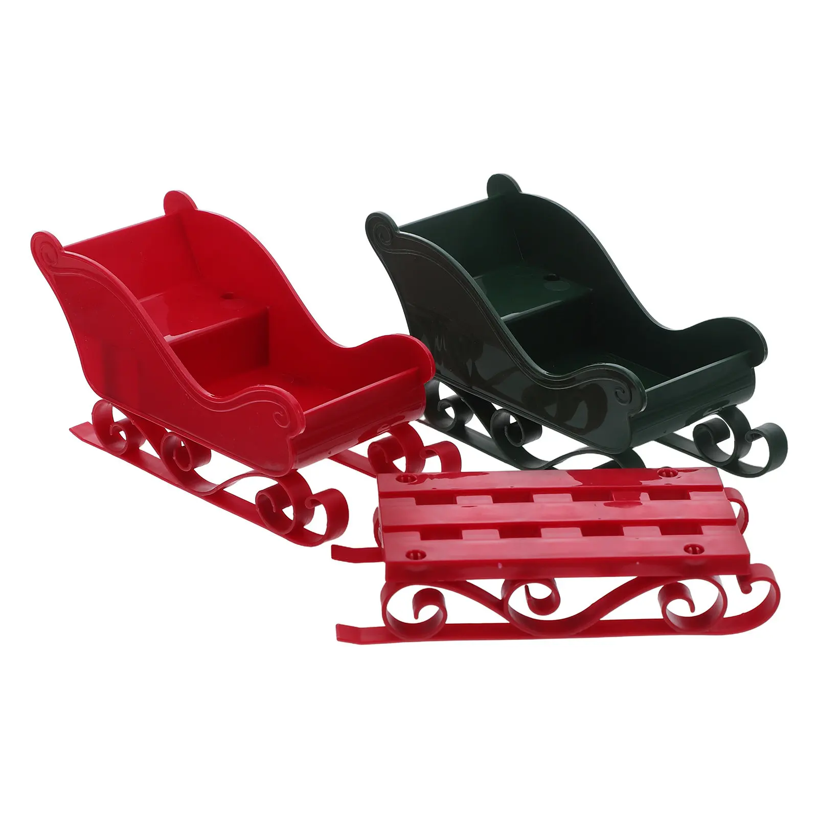 3 Pcs Christmas Decorations Sleigh Table Desktop Holiday Christmsa Miniature Sled Centerpiece Ornament Theme Santa