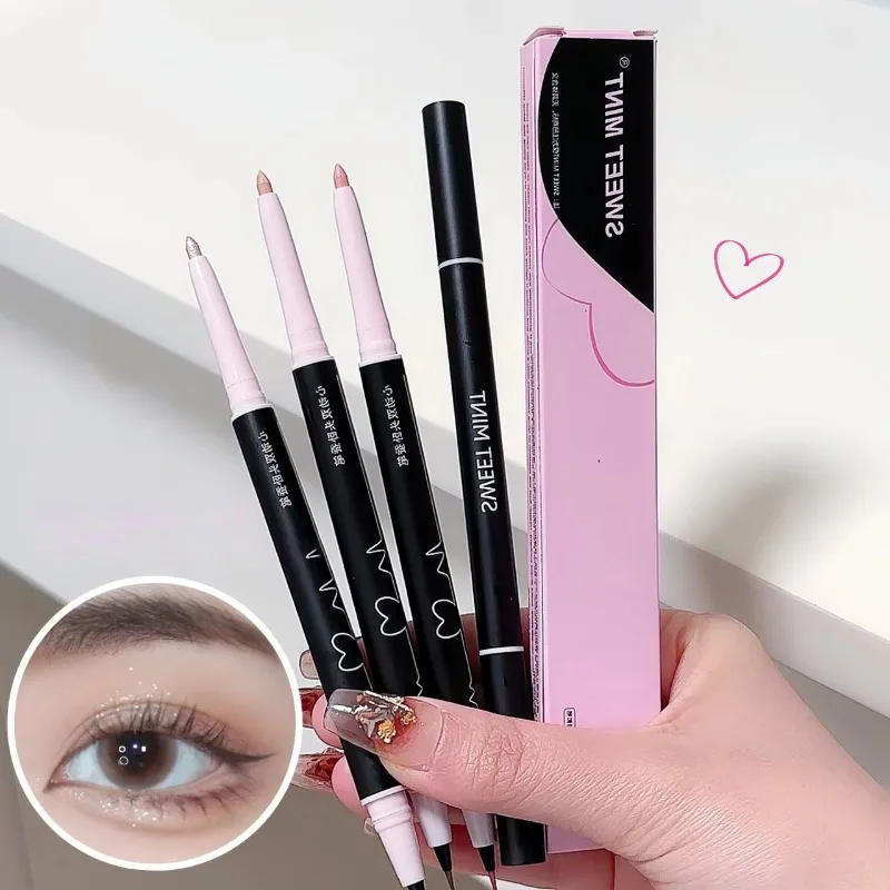 Double-head Lying Silkworm&EyeLiner Pen Waterproof Long Lasting Natural  Shimmer Glitter Eyeshadow Pencil Korean Makeup Cosmetic