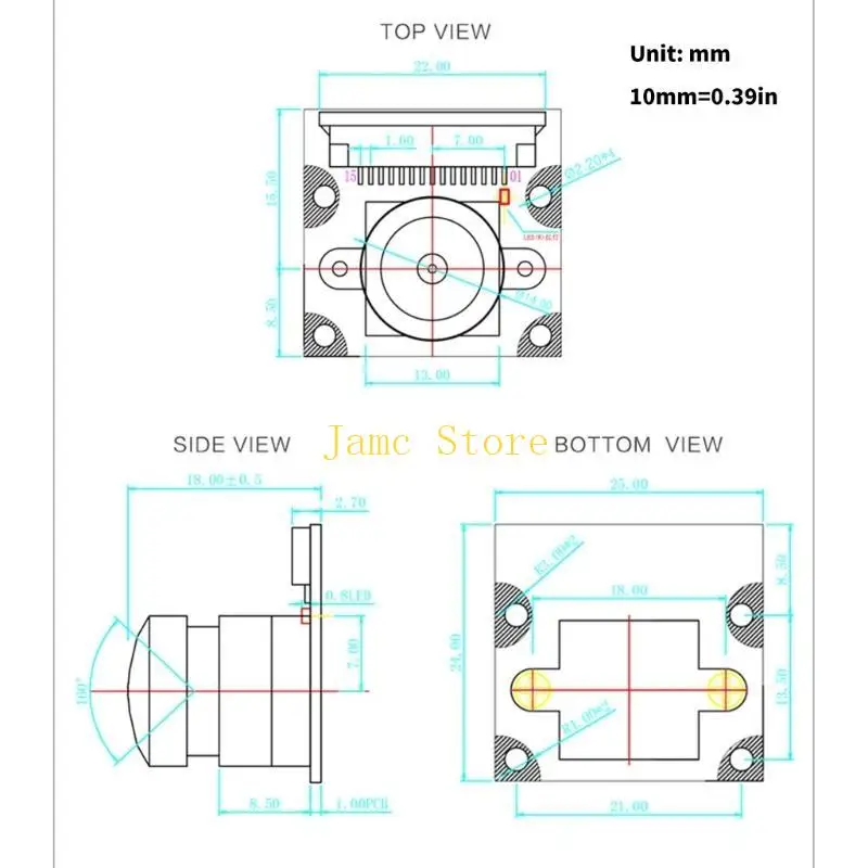 LX0B 160 degrés 5647 Module caméra pour RPI 3B + 4B réglable 5MP 2592x1944 avec module câble ruban Pièce secours