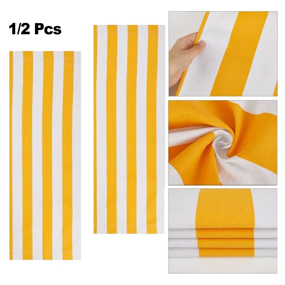Beach Lounger Replacement Chair Cover Cloth Polyester Cloth Fabric 120x45Cm Yellow & White Summer For Sun Loungers Outdoor