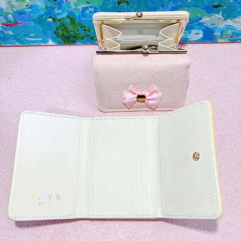 Girl New Hachiware Usagi Chiikawa Bow Tie Short Style Wallet Card Holder Bags for Woman Cute Cartoon Student Anime Figure