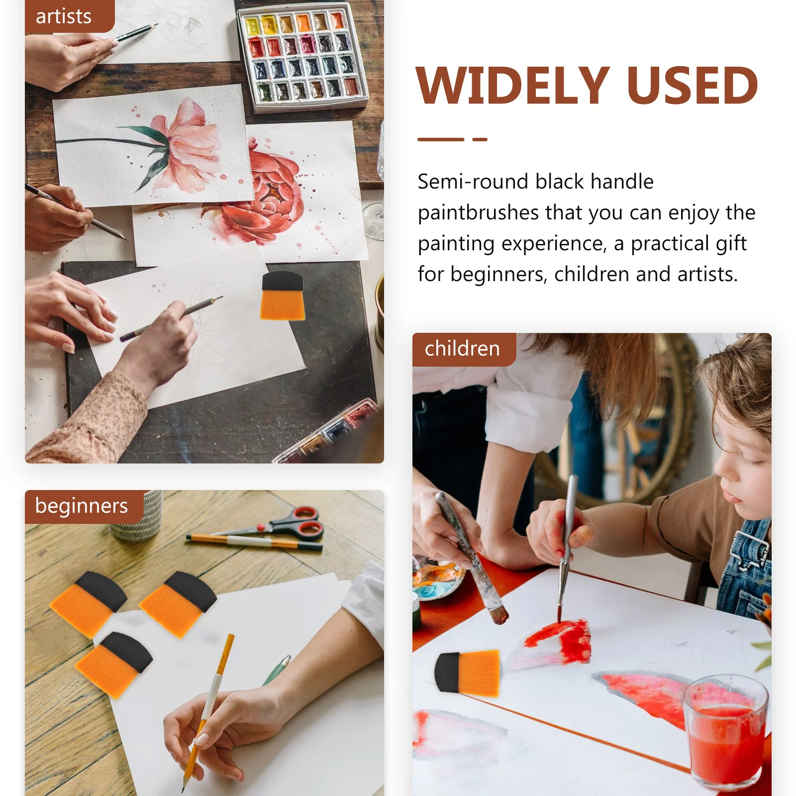 

10Pcs Painting Brushes Household Convenient Drawing Portable Artist Brushes for Watercolor Oil Gouache Painting Accessories