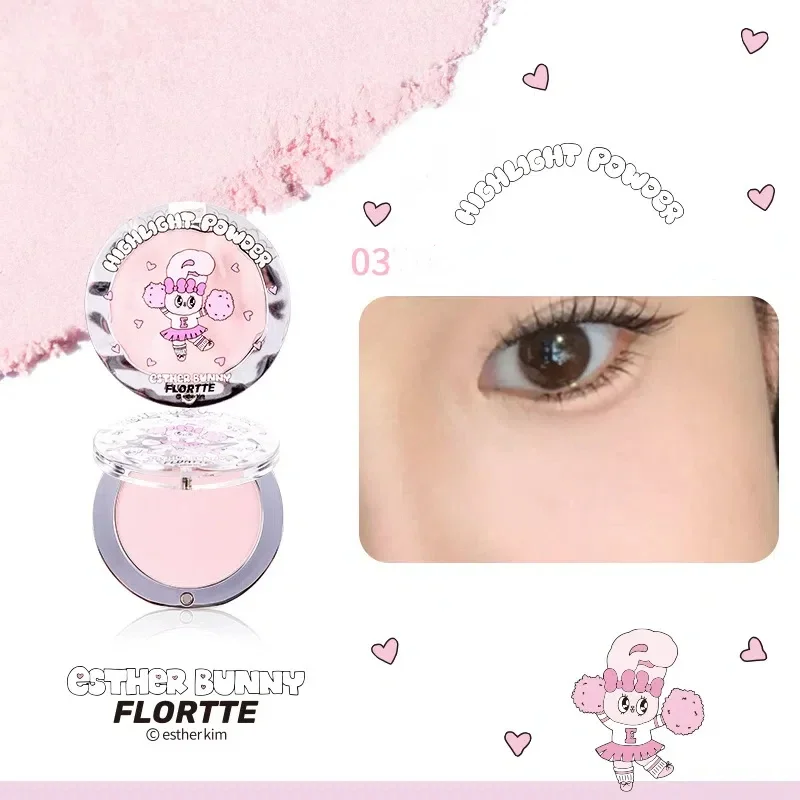 FLORTTE BUNNY Singolo Evidenziatore in Polvere Schiarente Naturalmente Fard per il Viso Crema Schiarente Liftup Viso Trucco Stereoscopico 3D