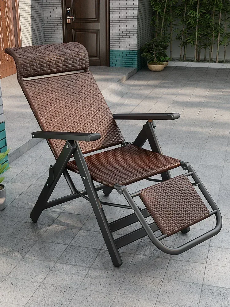 

Deckchair Folding Lunch Break Rattan Balcony Home Leisure Nap Beach Lazy Backrest Summer Cool Chair