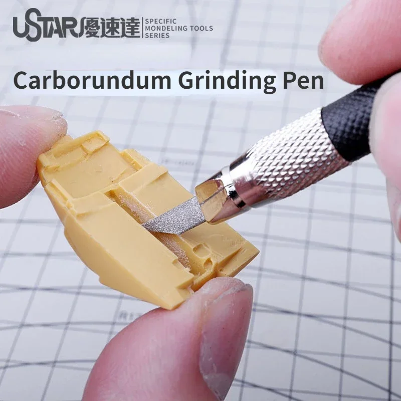 Ustar UA-91912 Carborundum Grinding Pen with 4blades Model Polishing Tools Set for File Gap 30° Angle Grinding Tool